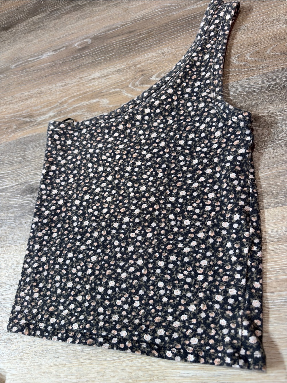 American Eagle Outfitters vintage wash Black Floral one shoulder Tank Top